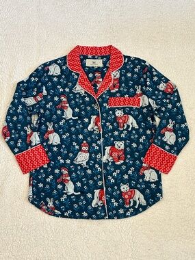 Printfresh Bundle Up Long Sleeve Notch Collar Flannel Pajama Top size XXS